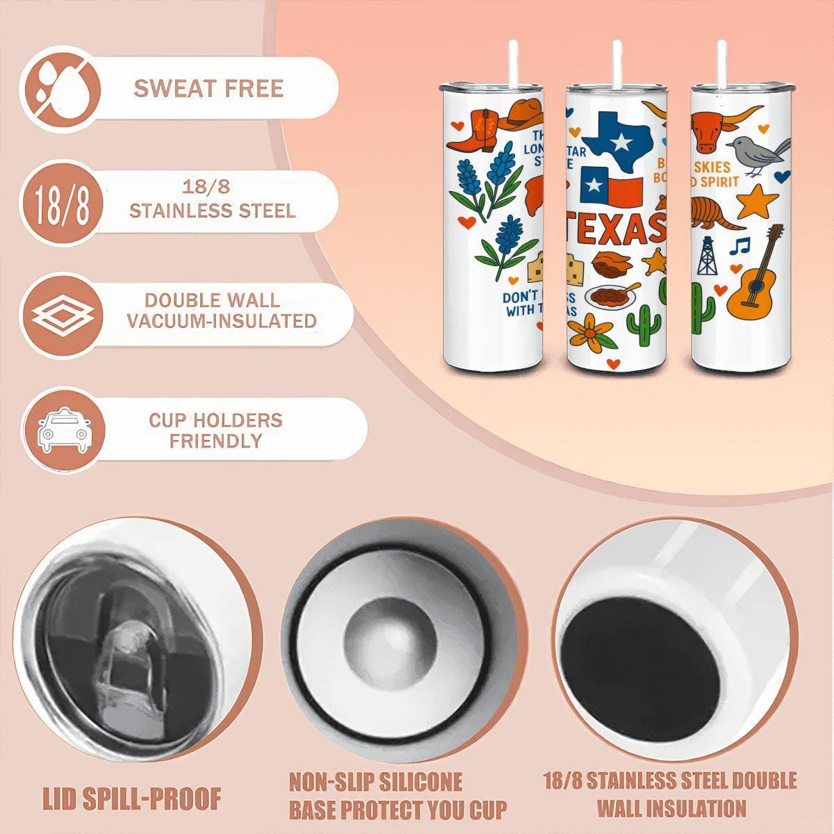 Texas Pride Tumbler | 20oz Stainless Steel Travel Mug