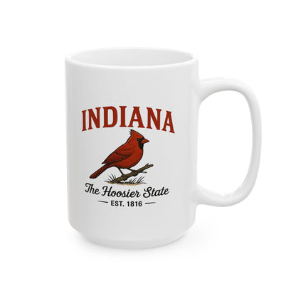 ColorFlow | Indiana The Hoosier State Mug | Cardinal Bird Coffee Cup | 15oz Ceramic Midwest Gift