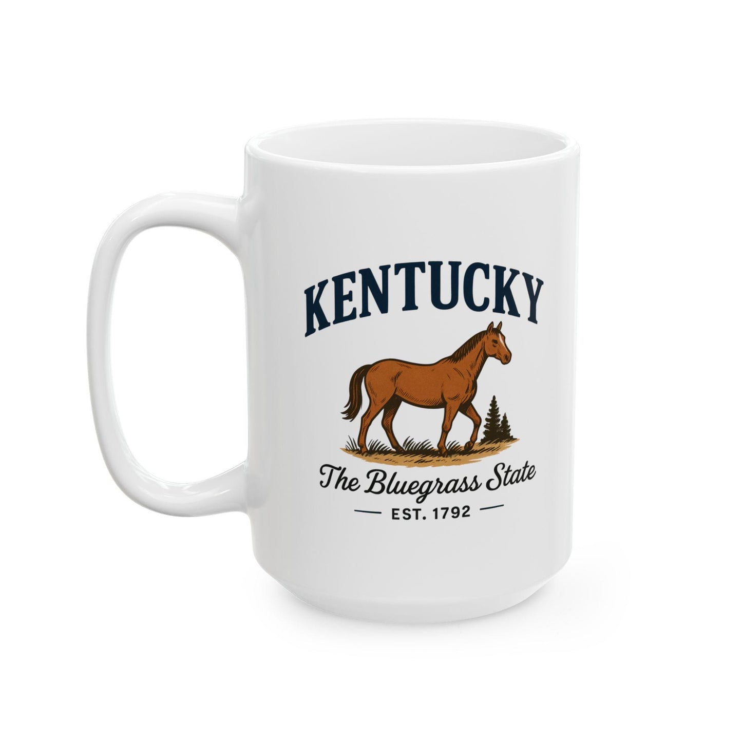ColorFlow | Kentucky Horse Mug | The Bluegrass State 15 oz Ceramic Coffee Cup | Country Western Gift for Horse Lovers