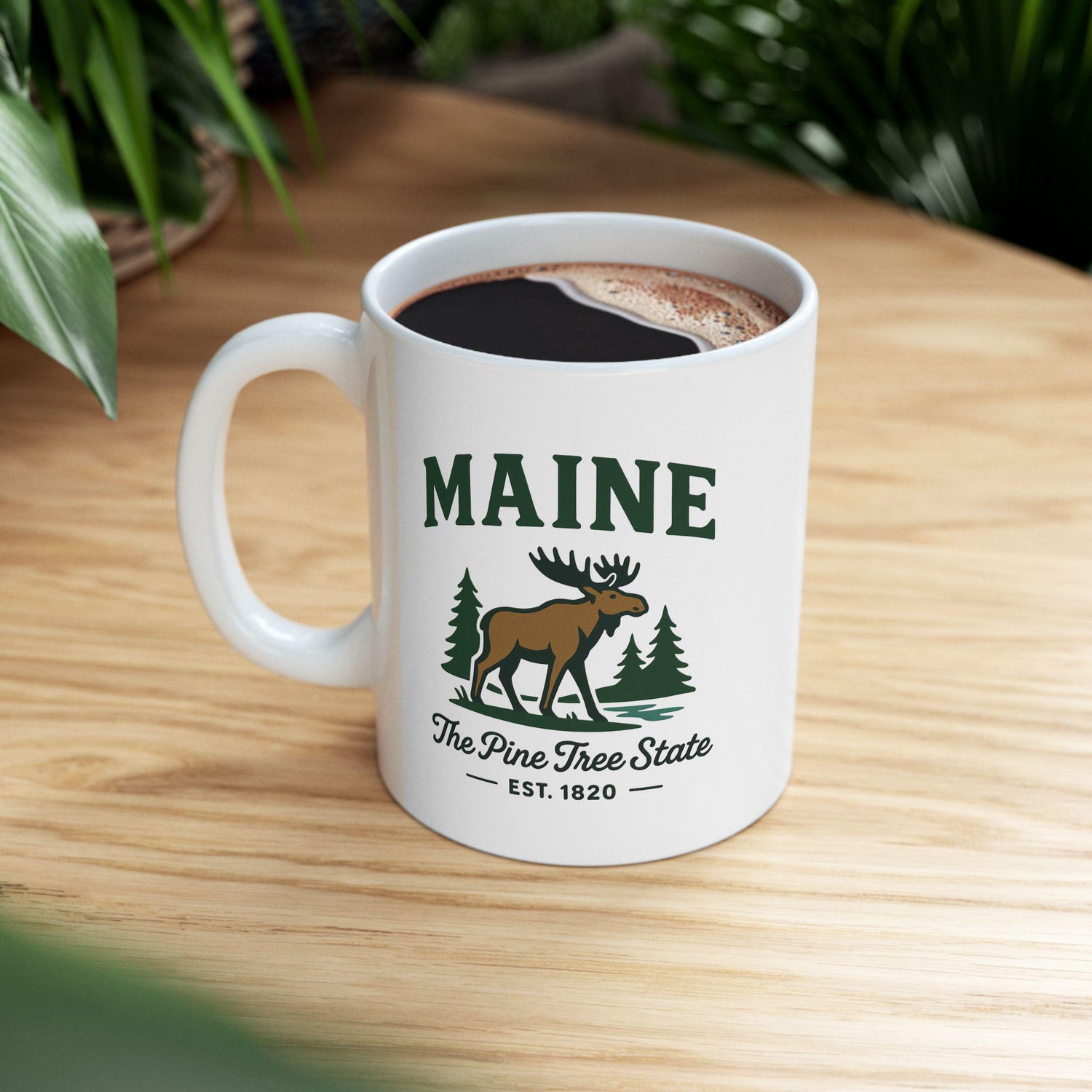 ColorFlow | Maine Moose Mug | The Pine Tree State 15 oz Ceramic Coffee Cup | Rustic Outdoor Gift for Nature Lovers