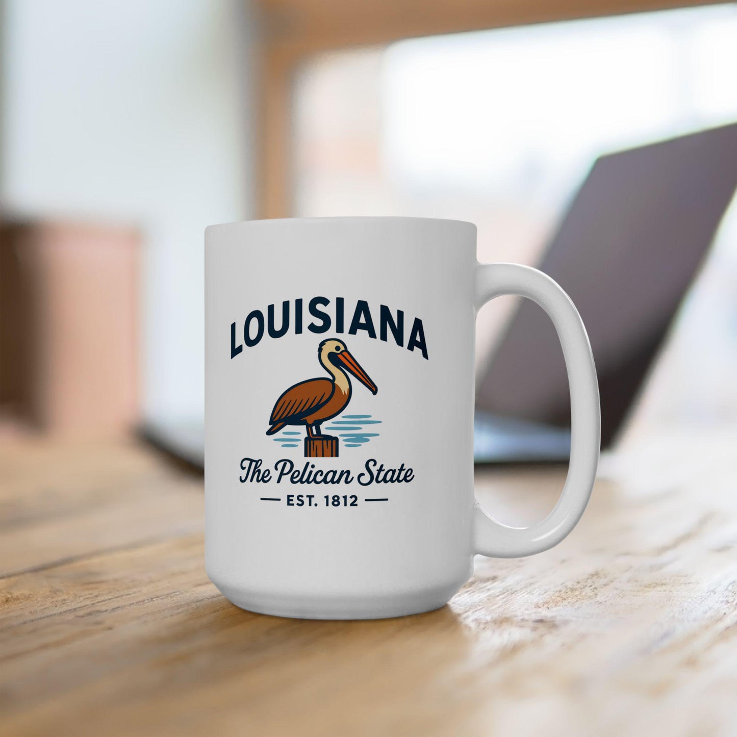 ColorFlow | Louisiana Pelican Mug | The Pelican State 15 oz Coffee Cup | Coastal Southern Gift for Louisiana Lovers
