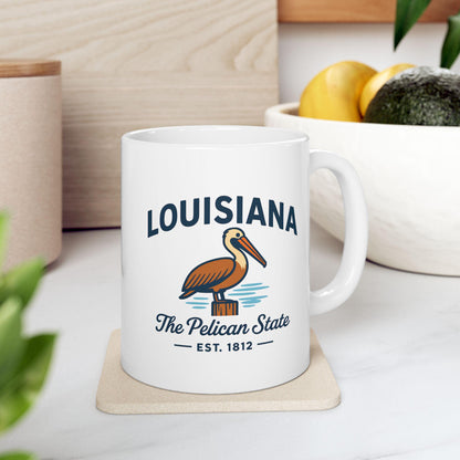 ColorFlow | Louisiana Pelican Mug | The Pelican State 15 oz Coffee Cup | Coastal Southern Gift for Louisiana Lovers