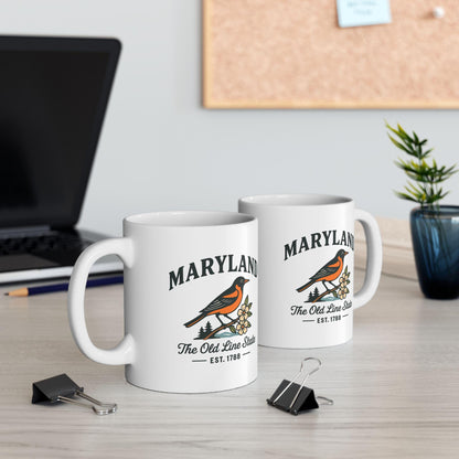 ColorFlow | Maryland Bird Mug | The Old Line State 15 oz Ceramic Coffee Cup | Baltimore Oriole Gift for State Lovers