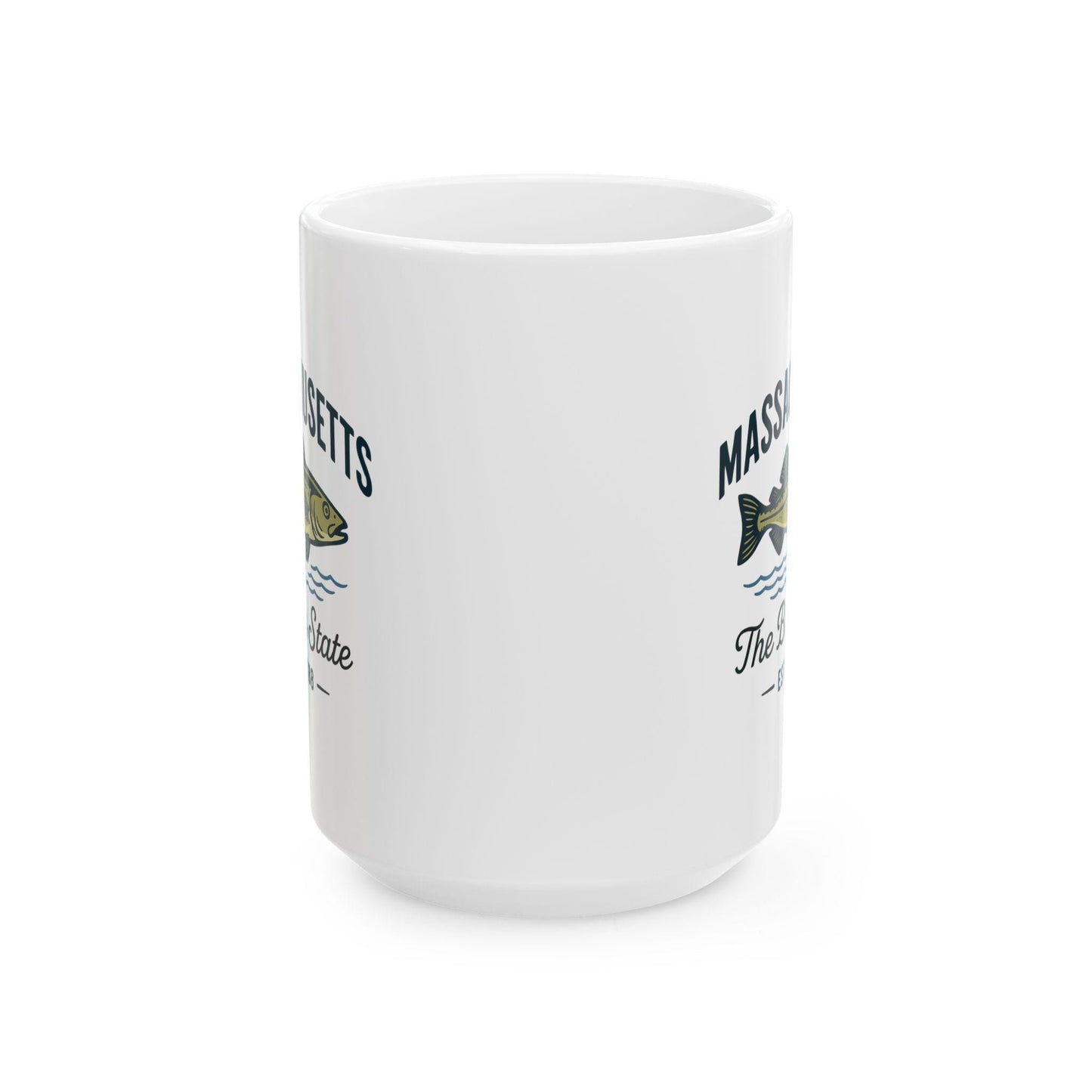 ColorFlow | Massachusetts The Bay State Mug | 15oz Ceramic Coffee Cup | New England Gift | Fisherman Coffee Mug