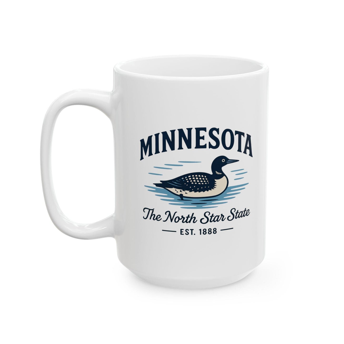 ColorFlow | Minnesota The North Star State Mug | 15oz Ceramic Coffee Cup | Loon Design | Midwest State Gift