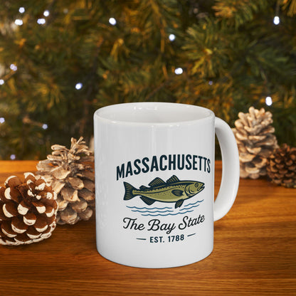 ColorFlow | Massachusetts The Bay State Mug | 15oz Ceramic Coffee Cup | New England Gift | Fisherman Coffee Mug