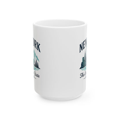 ColorFlow | New York The Empire State Mug | Statue of Liberty Coffee Cup | NYC Skyline Travel Gift | 15oz Ceramic Mug