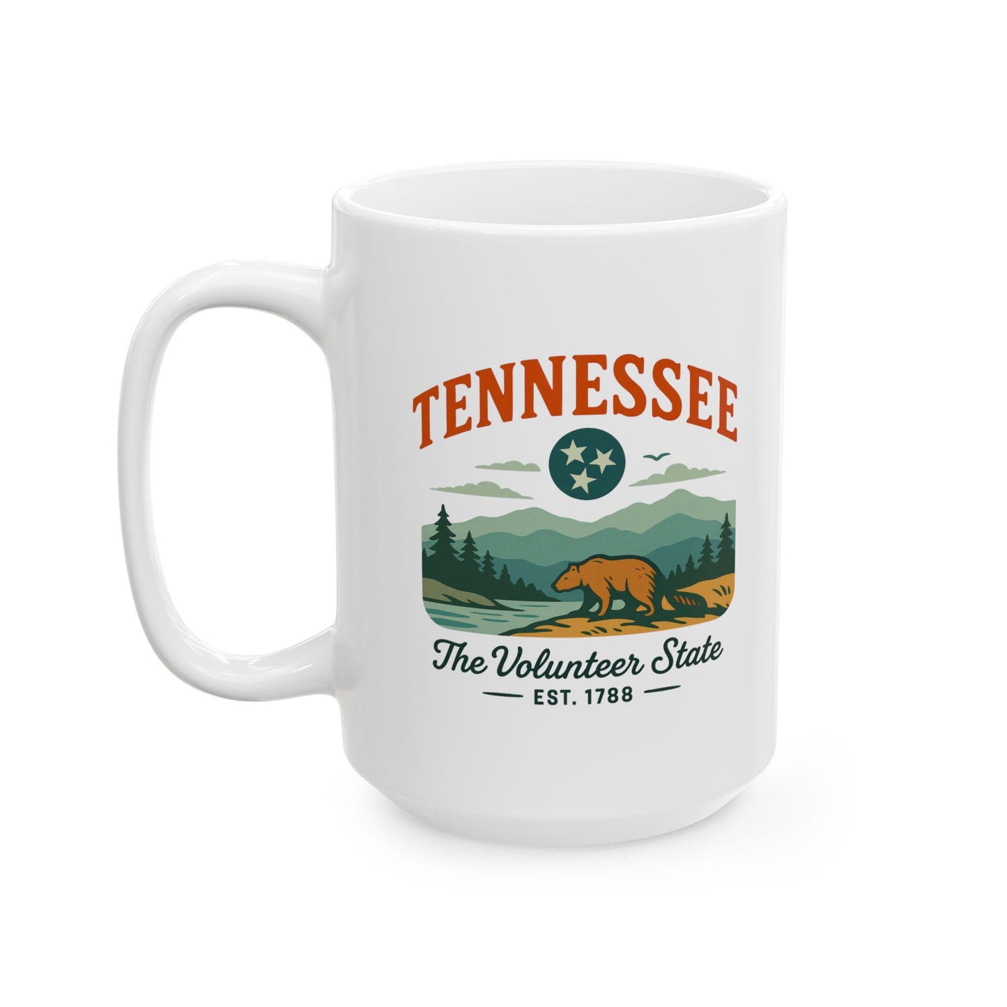 ColorFlow | Tennessee The Volunteer State Mug | Smoky Mountains Coffee Cup | 15 oz Ceramic Gift for Nature Lovers