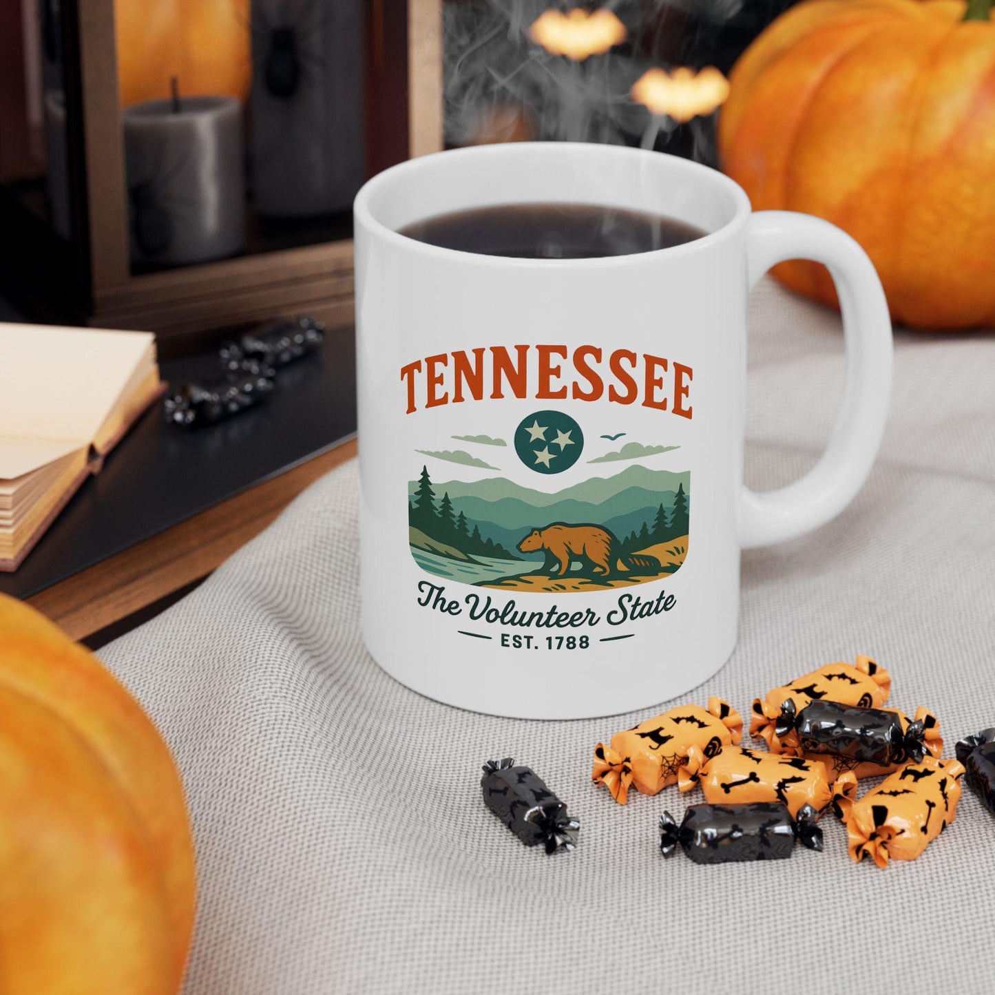 ColorFlow | Tennessee The Volunteer State Mug | Smoky Mountains Coffee Cup | 15 oz Ceramic Gift for Nature Lovers