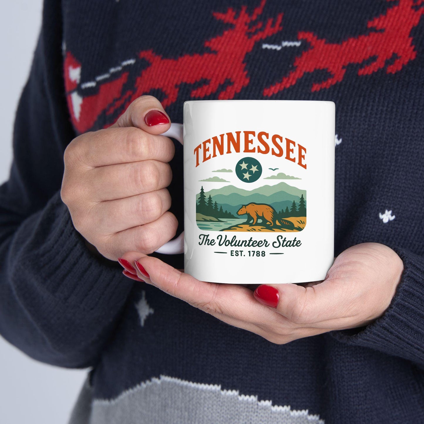 ColorFlow | Tennessee The Volunteer State Mug | Smoky Mountains Coffee Cup | 15 oz Ceramic Gift for Nature Lovers