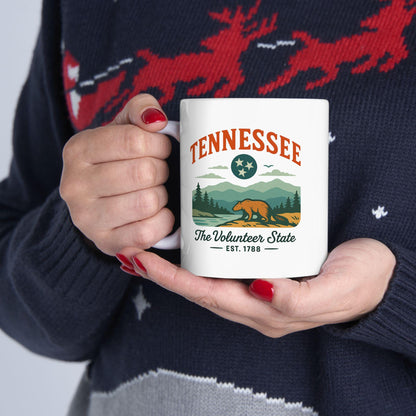 ColorFlow | Tennessee The Volunteer State Mug | Smoky Mountains Coffee Cup | 15 oz Ceramic Gift for Nature Lovers