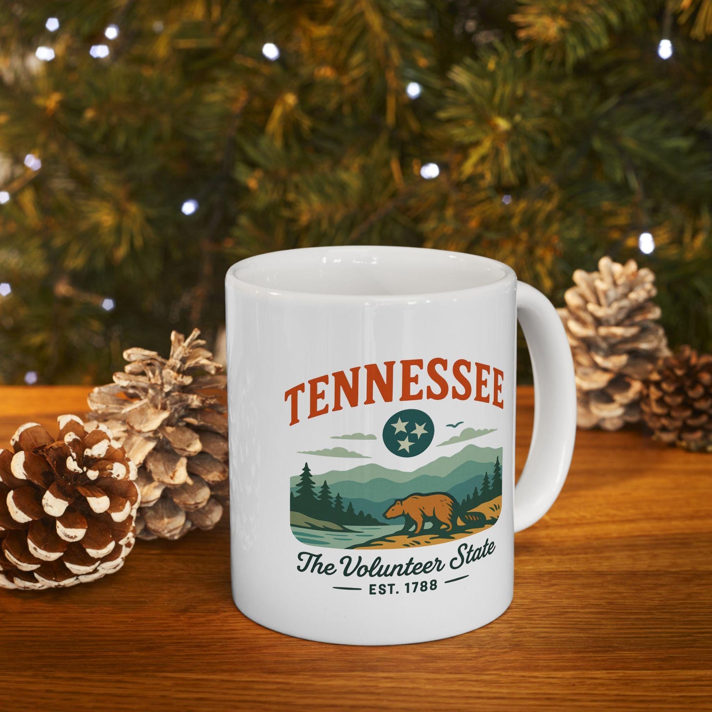ColorFlow | Tennessee The Volunteer State Mug | Smoky Mountains Coffee Cup | 15 oz Ceramic Gift for Nature Lovers