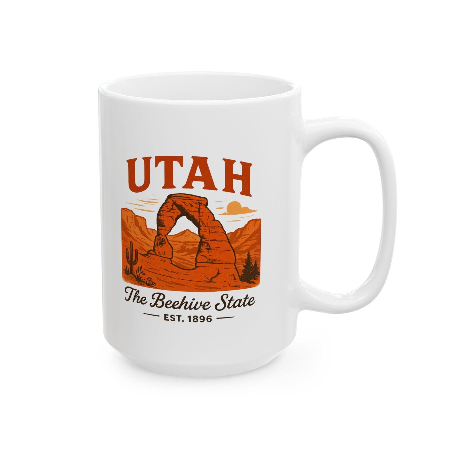 ColorFlow | Utah The Beehive State Mug | Arches National Park Coffee Cup | 15 oz Ceramic Travel Gift for Adventure Lovers