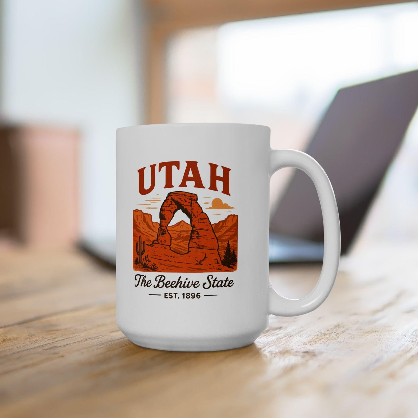 ColorFlow | Utah The Beehive State Mug | Arches National Park Coffee Cup | 15 oz Ceramic Travel Gift for Adventure Lovers