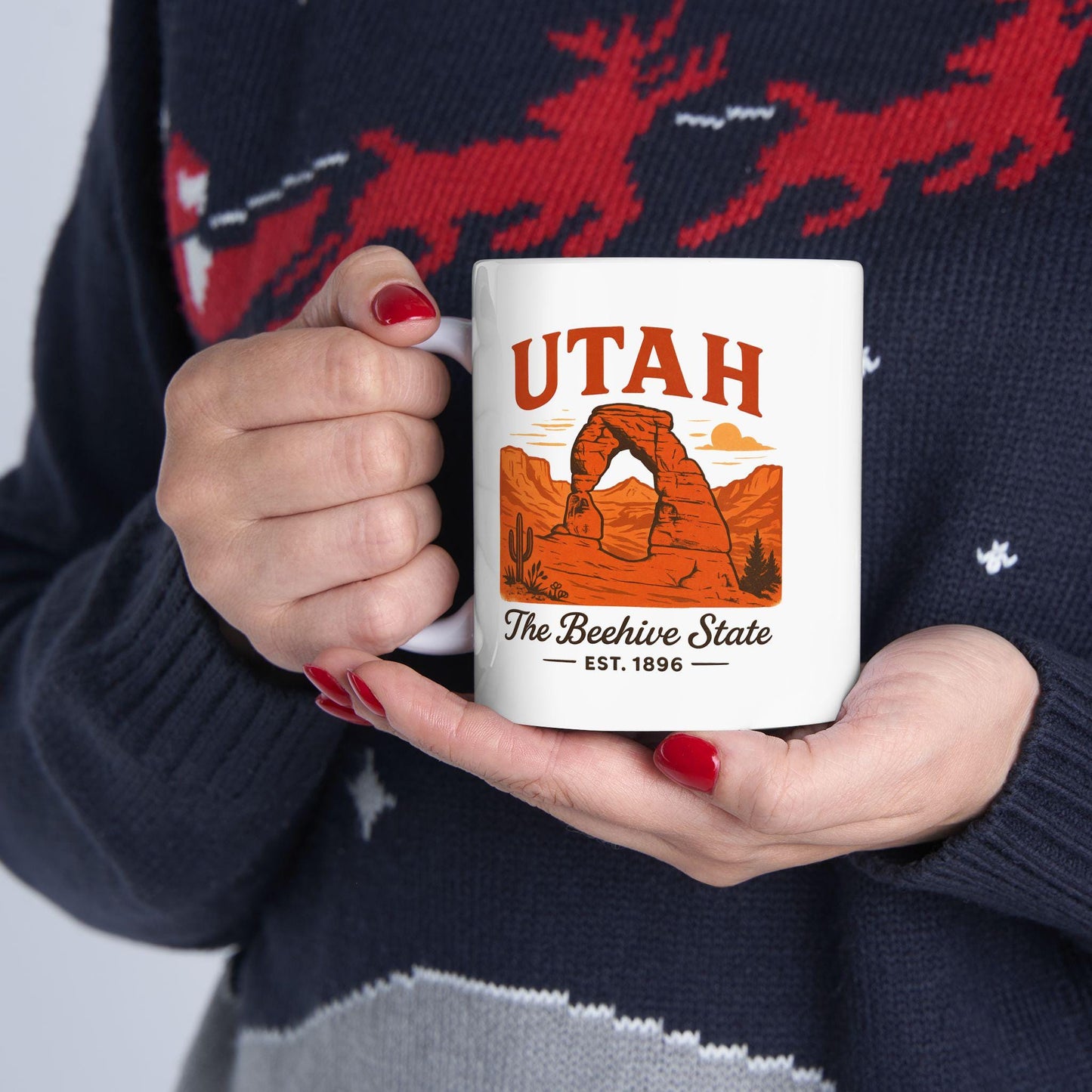 ColorFlow | Utah The Beehive State Mug | Arches National Park Coffee Cup | 15 oz Ceramic Travel Gift for Adventure Lovers