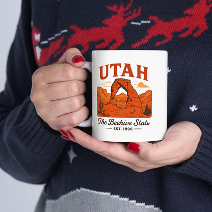 ColorFlow | Utah The Beehive State Mug | Arches National Park Coffee Cup | 15 oz Ceramic Travel Gift for Adventure Lovers