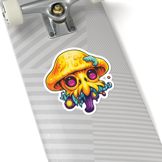 ColorFlow | Psychedelic Mushroom Creature Vinyl Sticker | Waterproof Art Decal for Laptops Water Bottles Journals Decor