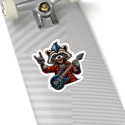 ColorFlow | Rocker Raccoon Vinyl Sticker for Water Bottles Laptops Cars | Cool Guitar Music Art Waterproof Decal