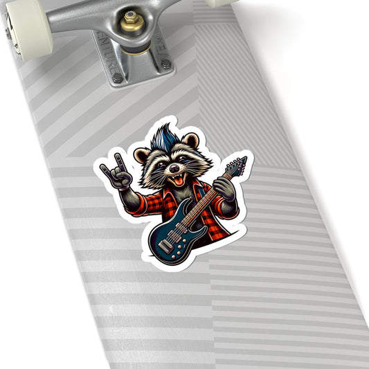 ColorFlow | Rocker Raccoon Vinyl Sticker for Water Bottles Laptops Cars | Cool Guitar Music Art Waterproof Decal