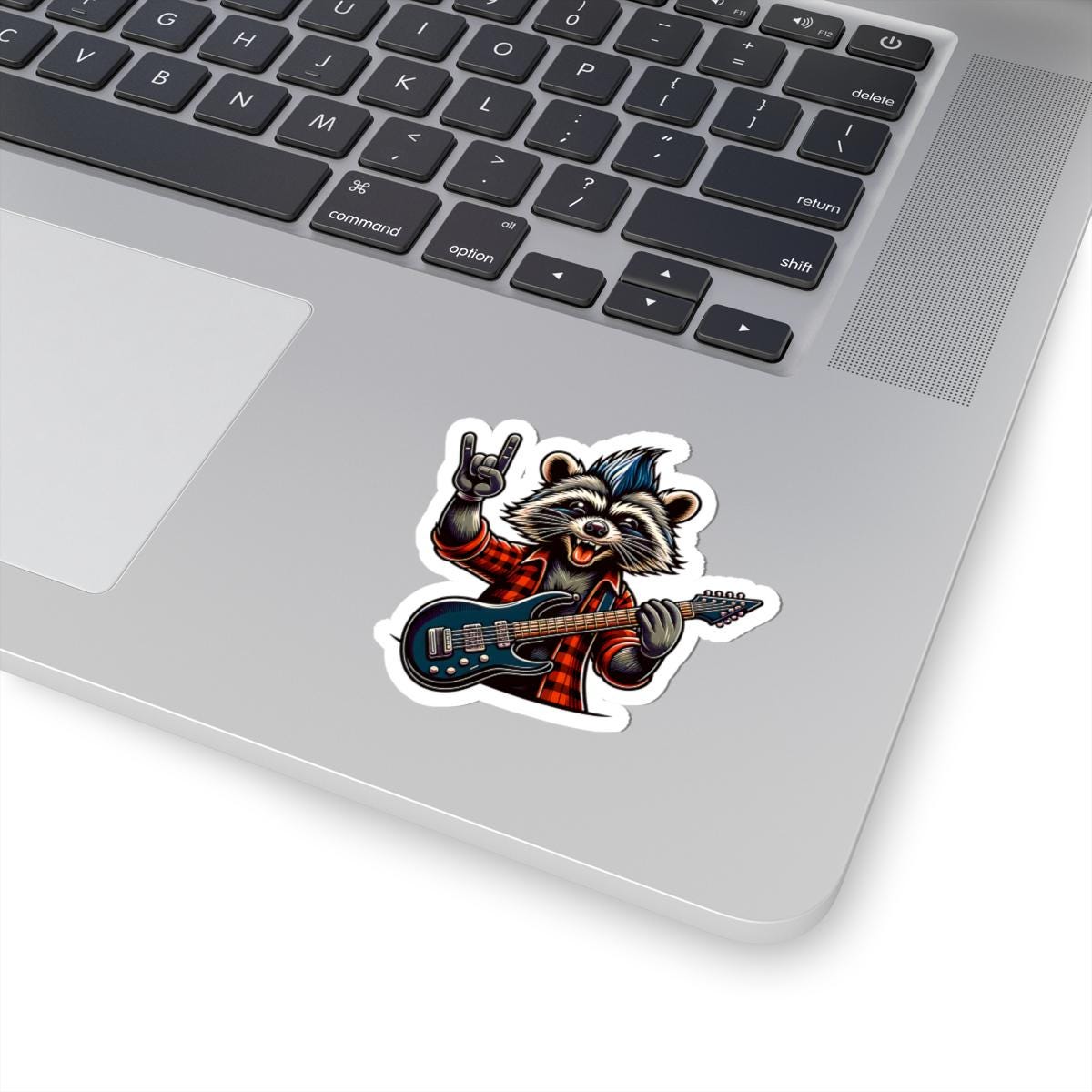 ColorFlow | Rocker Raccoon Vinyl Sticker for Water Bottles Laptops Cars | Cool Guitar Music Art Waterproof Decal