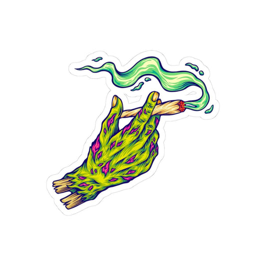 ColorFlow | Zombie Hand Smoking Vinyl Sticker for Water Bottles Laptops Cars | Trippy Cannabis Art Waterproof Decal