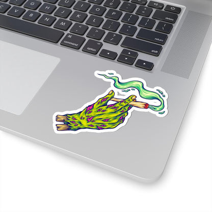 ColorFlow | Zombie Hand Smoking Vinyl Sticker for Water Bottles Laptops Cars | Trippy Cannabis Art Waterproof Decal