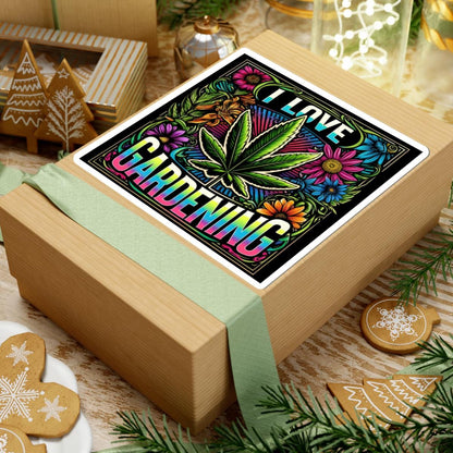 ColorFlow | I Love Gardening Cannabis Floral Vinyl Sticker for Water Bottles Laptops Cars | Funny Weed Art Waterproof Decal