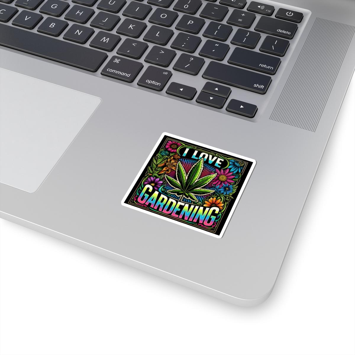 ColorFlow | I Love Gardening Cannabis Floral Vinyl Sticker for Water Bottles Laptops Cars | Funny Weed Art Waterproof Decal