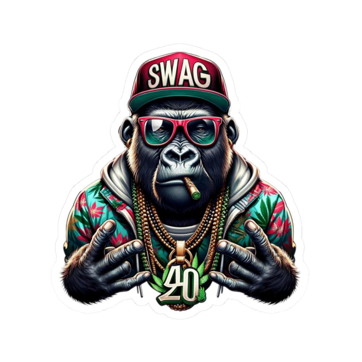ColorFlow | Swag Gorilla 420 Vinyl Sticker for Water Bottles Laptops Cars | Hip Hop Stoner Art Waterproof Decal