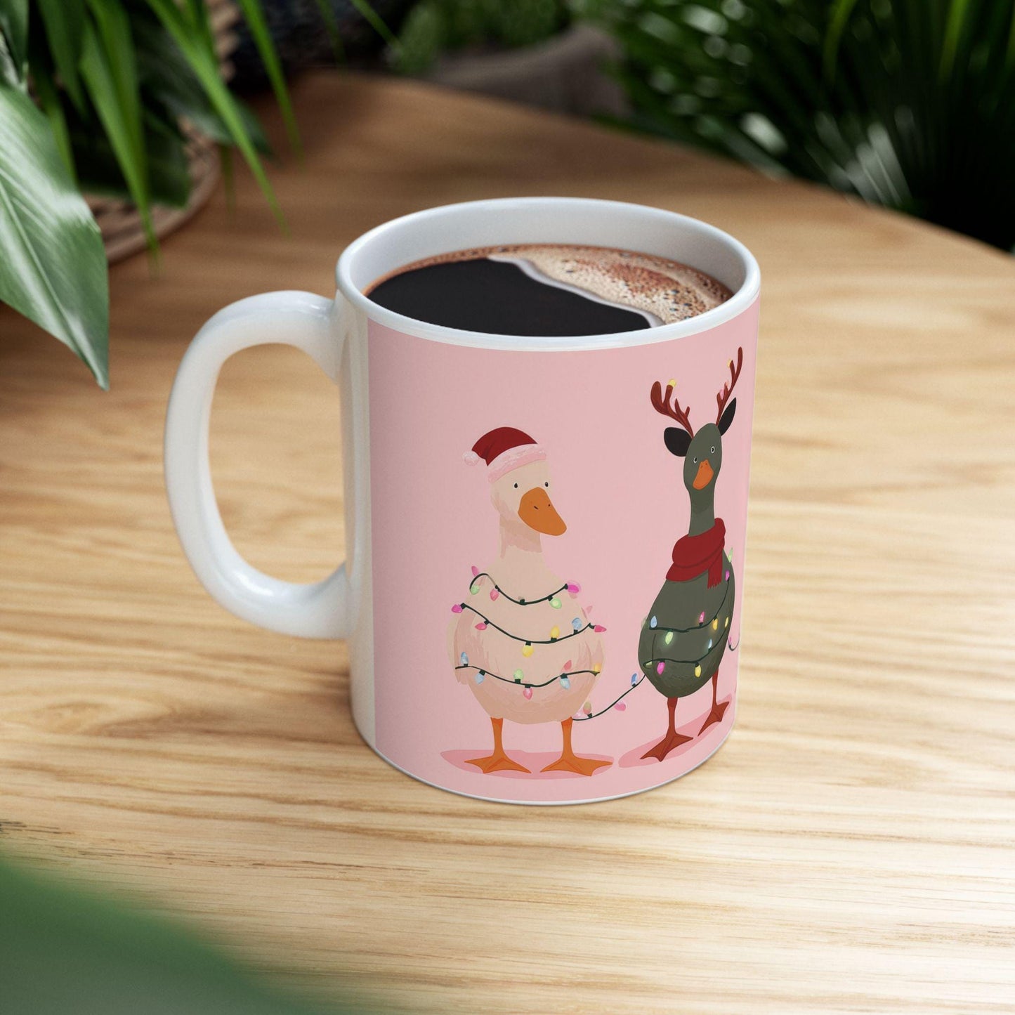 ColorFlow | Christmas Duck Mug | Funny Holiday 15oz Ceramic Coffee Cup | Cute Farm Animal Gift for Christmas Lovers