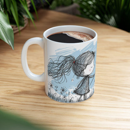 ColorFlow | Love Balloon Mug | Romantic 15oz Ceramic Coffee Cup | Cute Heart Art Gift for Everyday Love
