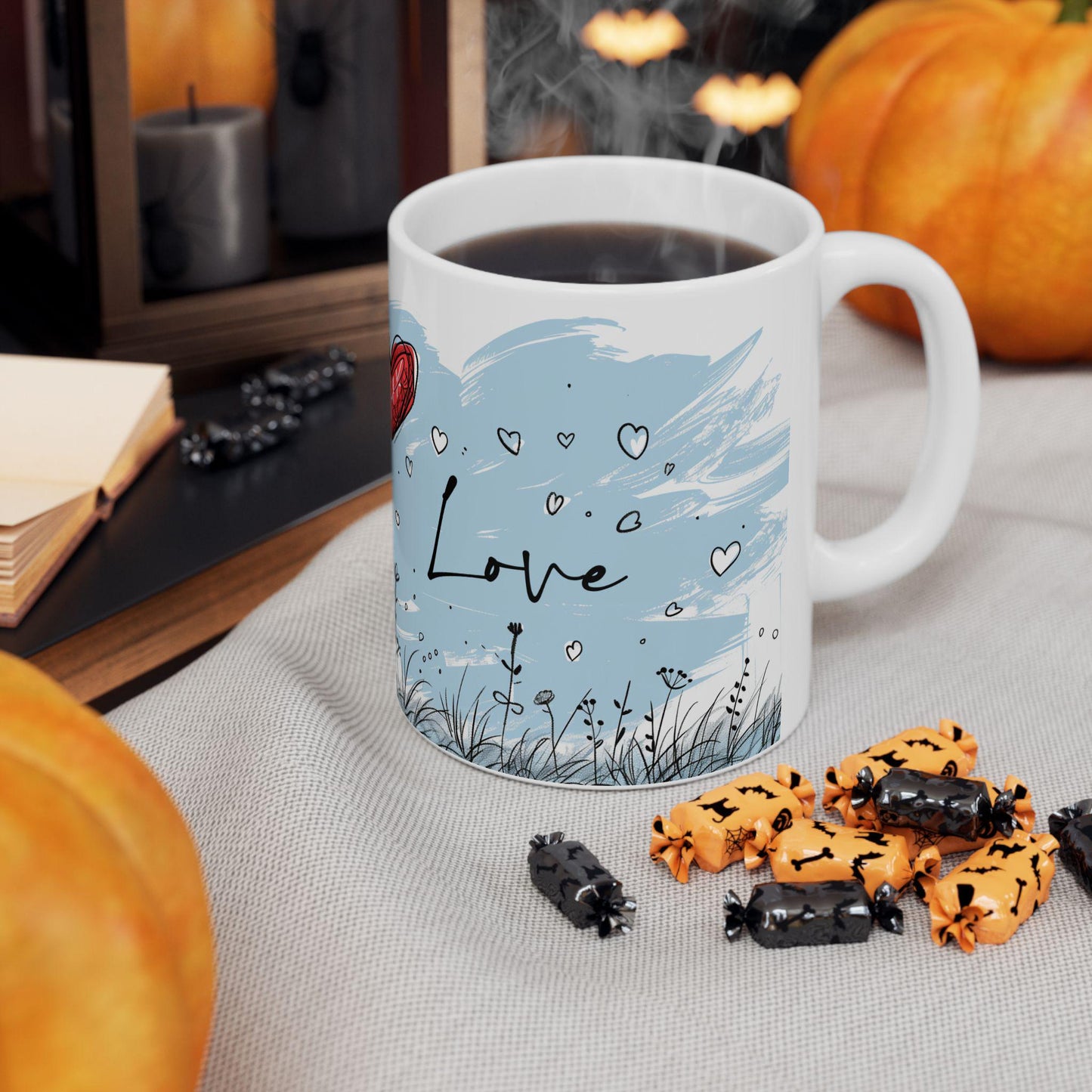 ColorFlow | Love Balloon Mug | Romantic 15oz Ceramic Coffee Cup | Cute Heart Art Gift for Everyday Love