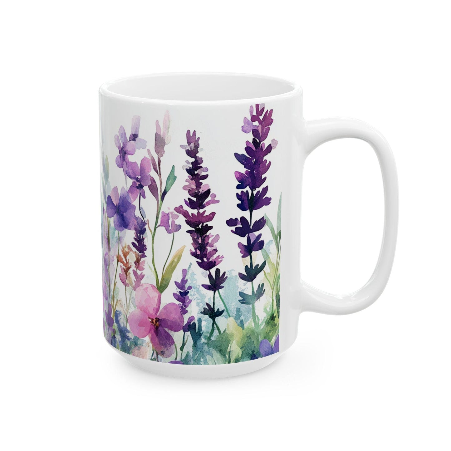 ColorFlow | Wildflower Garden Mug | Watercolor Butterfly 15oz Ceramic Coffee Cup | Nature Lover Gift for Her