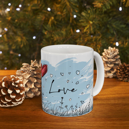 ColorFlow | Love Balloon Mug | Romantic 15oz Ceramic Coffee Cup | Cute Heart Art Gift for Everyday Love