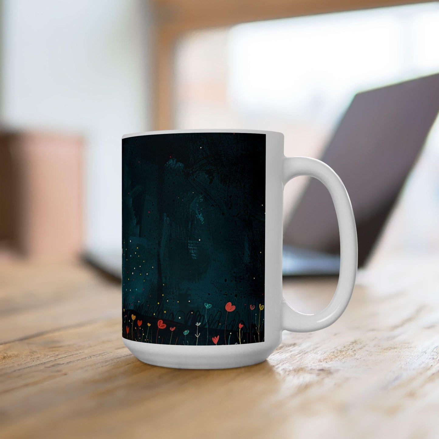 ColorFlow | Color of Love Art Mug | Rainbow Heart Coffee Cup | Inspirational Gift | 15 oz Ceramic Mug for Home and Office