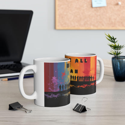 ColorFlow | We Are All Human Mug | Equality Art Coffee Cup | 15 oz Ceramic Mug | Inspiring Diversity Gift
