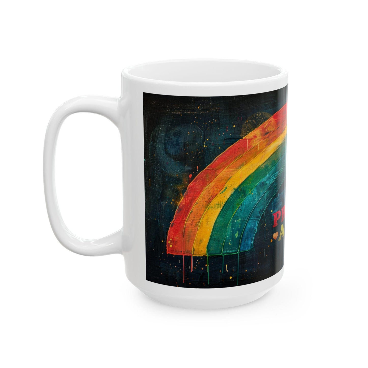ColorFlow | Proud Ally Mug | Rainbow Art Coffee Cup | 15 oz Ceramic Mug | Supportive Love Gift | Equality Pride Mug