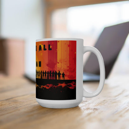 ColorFlow | We Are All Human Mug | Equality Art Coffee Cup | 15 oz Ceramic Mug | Inspiring Diversity Gift