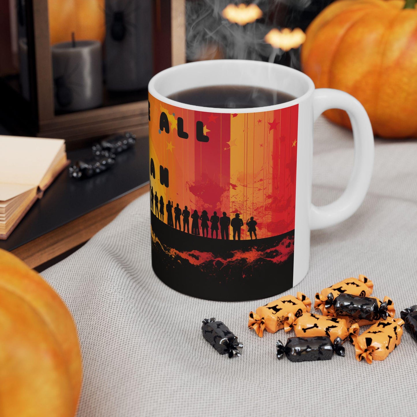 ColorFlow | We Are All Human Mug | Equality Art Coffee Cup | 15 oz Ceramic Mug | Inspiring Diversity Gift