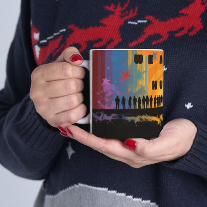 ColorFlow | We Are All Human Mug | Equality Art Coffee Cup | 15 oz Ceramic Mug | Inspiring Diversity Gift