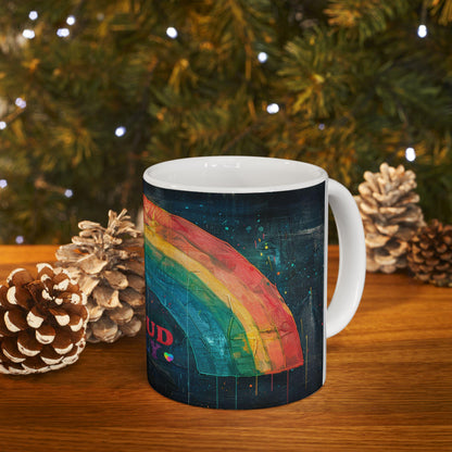 ColorFlow | Proud Ally Mug | Rainbow Art Coffee Cup | 15 oz Ceramic Mug | Supportive Love Gift | Equality Pride Mug