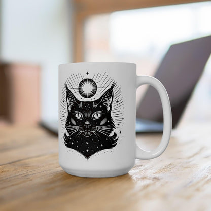 Cosmic Cat Mug | Celestial Feline Art, Witchy Gift for Cat Lovers