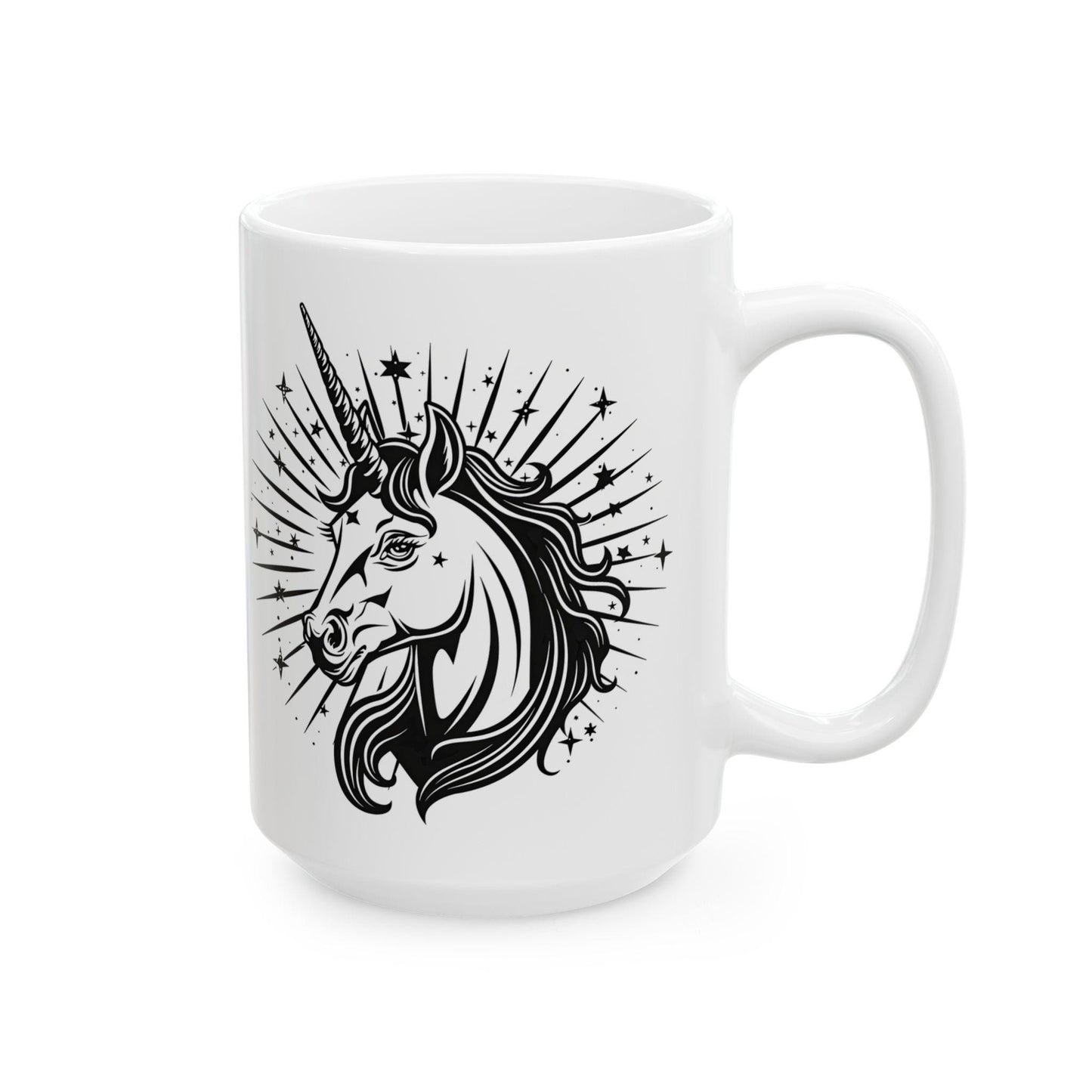 Celestial Unicorn Mug | 15oz Ceramic Coffee Cup, Mystical Star Art