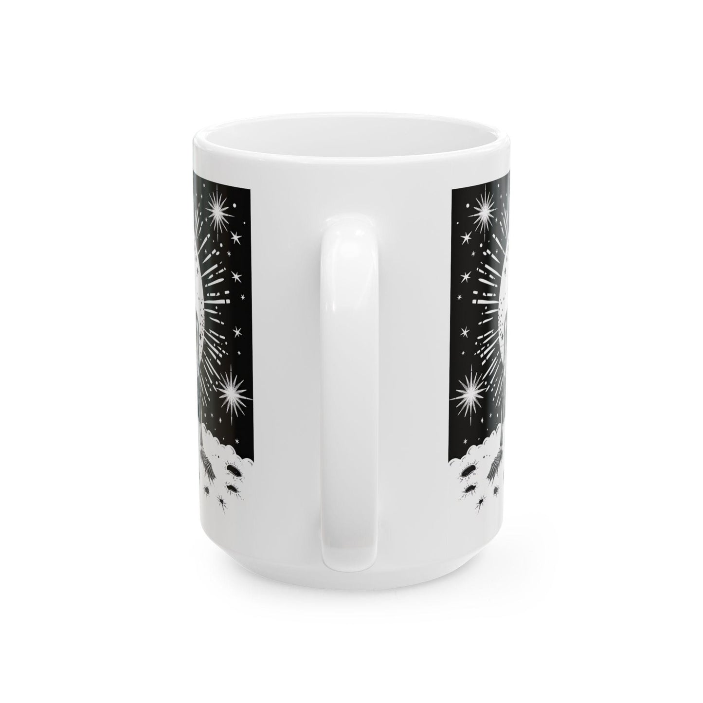ColorFlow | Celestial Skeleton Mug | Gothic Moon 15oz Ceramic Coffee Cup | Witchy Cosmic Art Mug Gift for Dark Souls