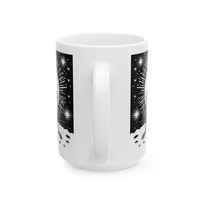 ColorFlow | Celestial Skeleton Mug | Gothic Moon 15oz Ceramic Coffee Cup | Witchy Cosmic Art Mug Gift for Dark Souls