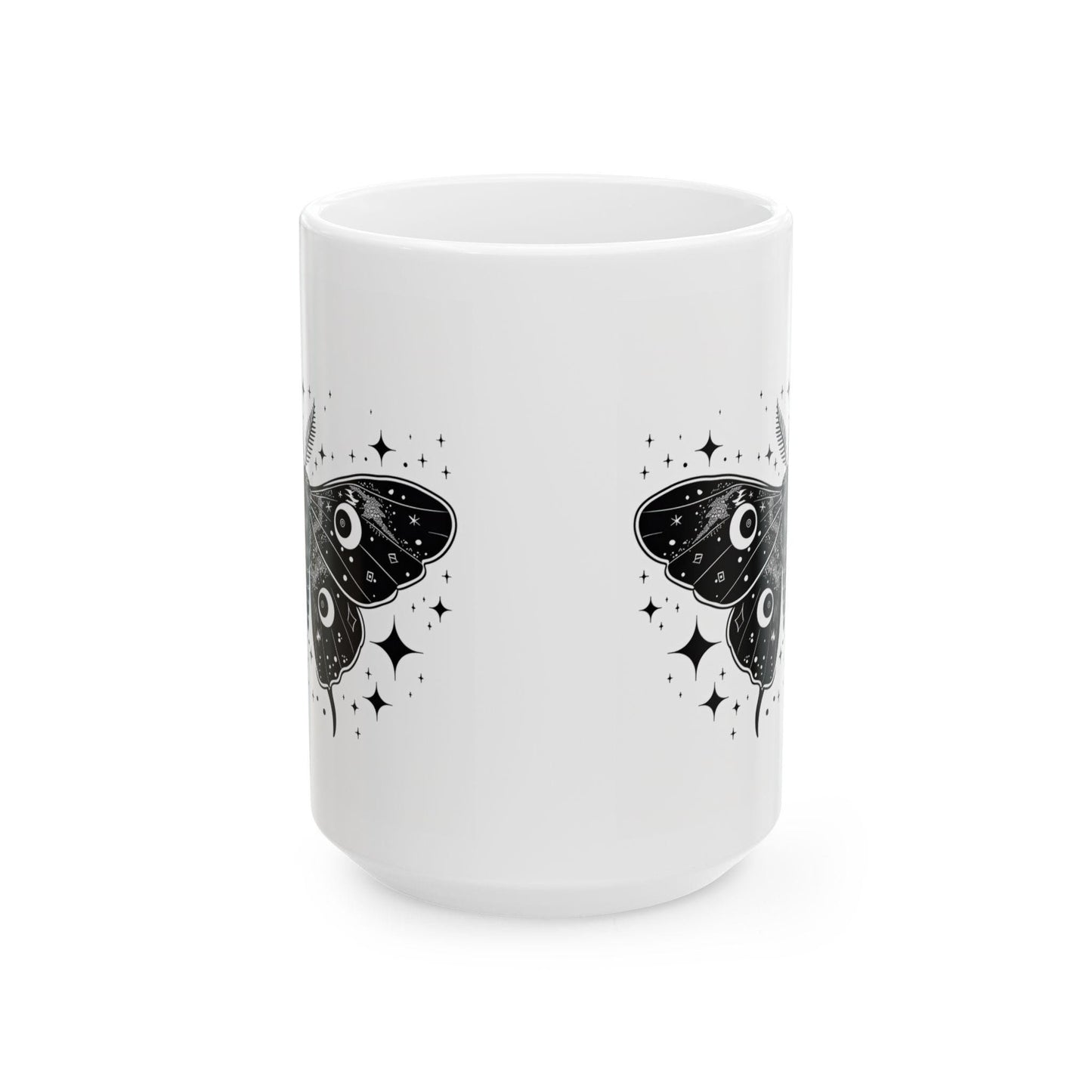 Celestial Luna Moth Ceramic Mug | Witchy Cosmic Art 15oz