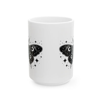 Celestial Luna Moth Ceramic Mug | Witchy Cosmic Art 15oz