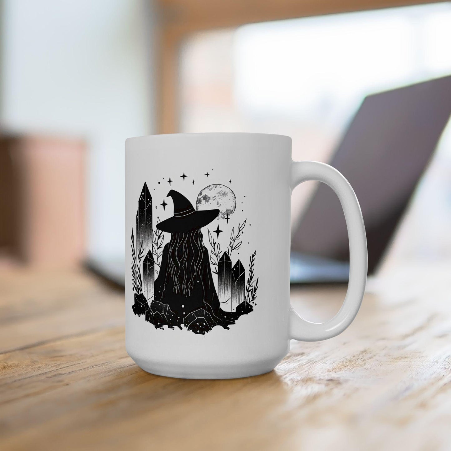 Witch Moon Coffee Mug | Mystical Crystal Wiccan Art 15oz