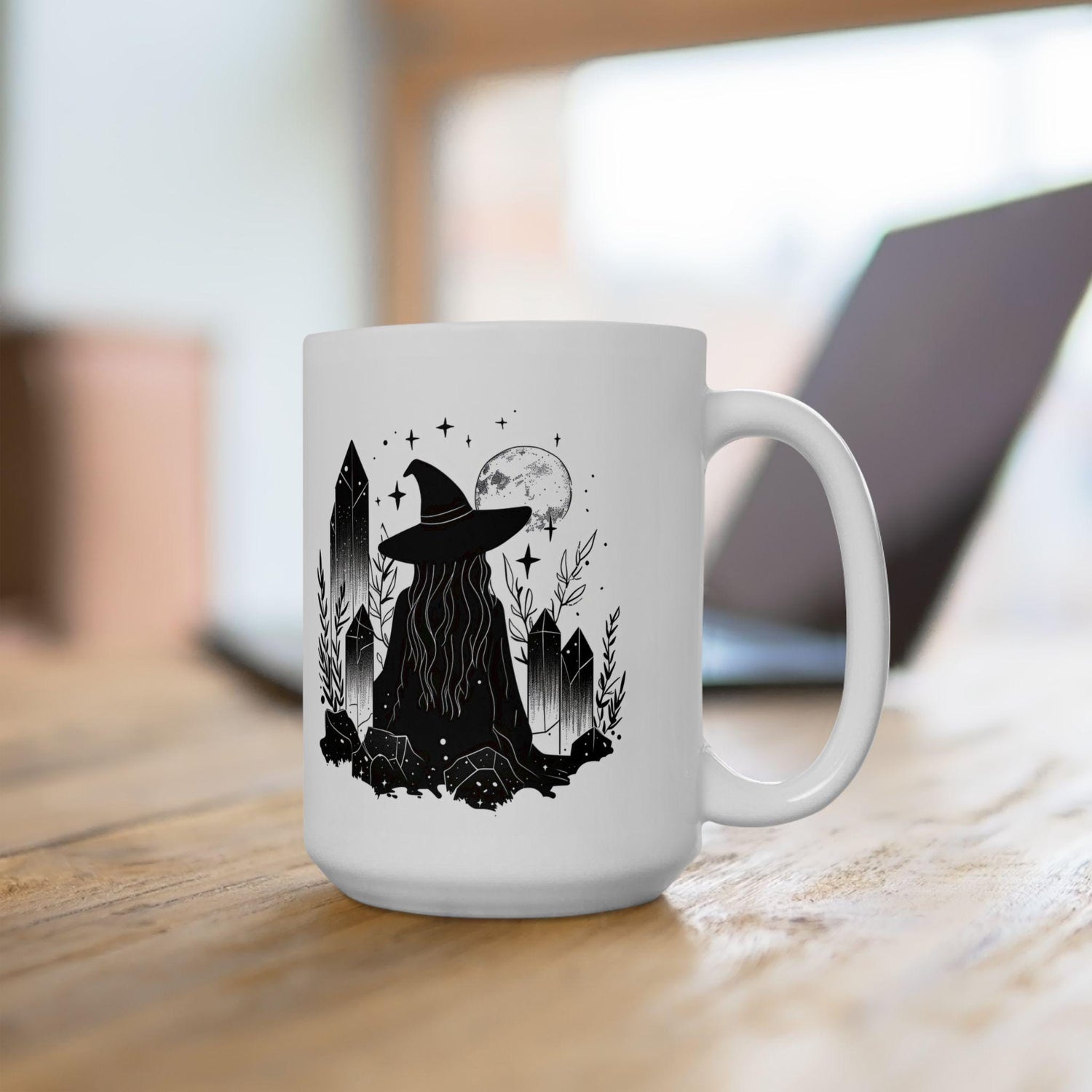 Witch Moon Coffee Mug | Mystical Crystal Wiccan Art 15oz