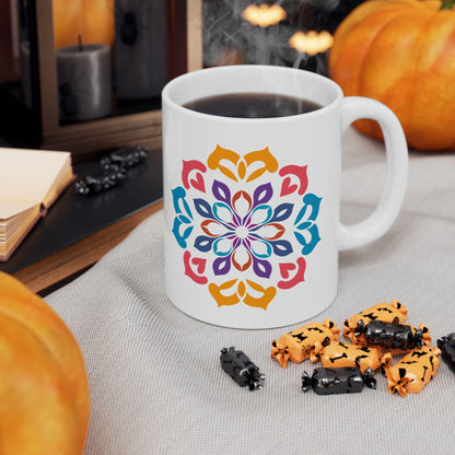 Mandala Art Coffee Mug | Vibrant Geometric Design, 15oz